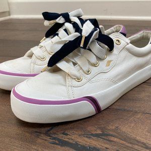 Keds By Kate Spade New York Purple Striped Bumper Canvas Sneaker Crew Kick 7.5